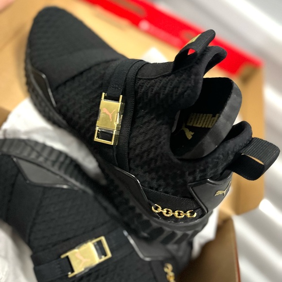 NEW Puma Metallic Gold Mid Athletic Women's Sneakers Shoes Black size 9 - Picture 6 of 6